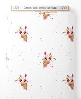 Tissu - Cornets avec cerises sur blanc