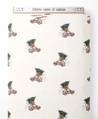 Tissu - Voitures sapins et cadeaux
