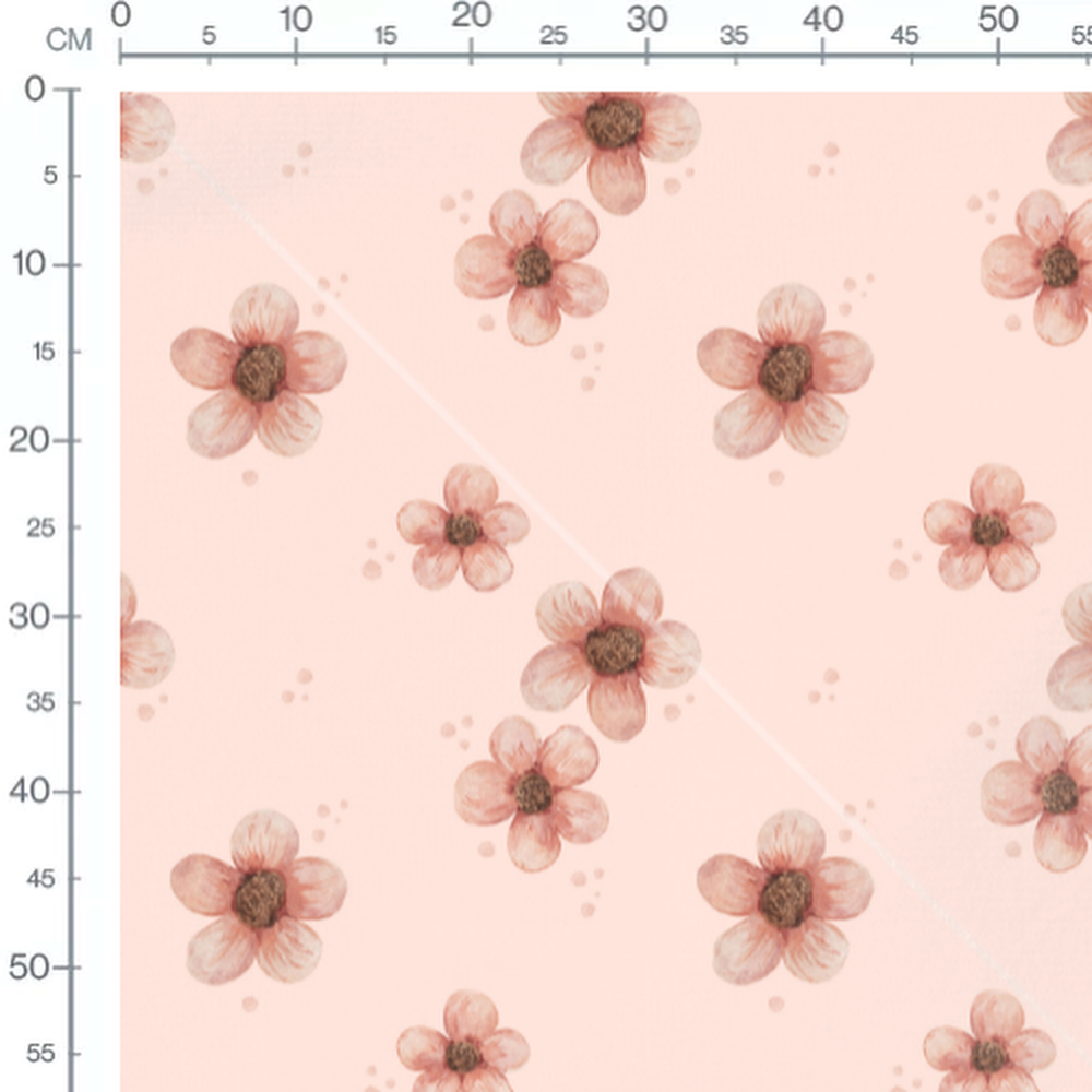 Tissu - Fleurs roses sur fond rose pâle