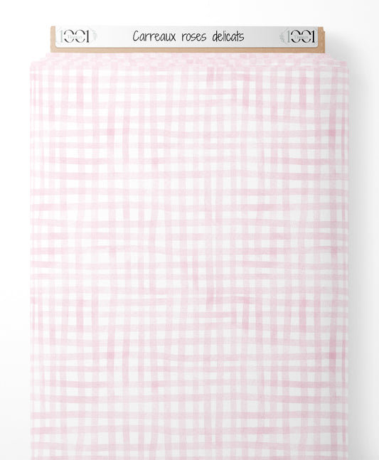 Tissu - Carreaux roses délicats