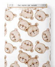Tissu - Ours marron clair souriants