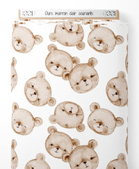 Tissu - Ours marron clair souriants