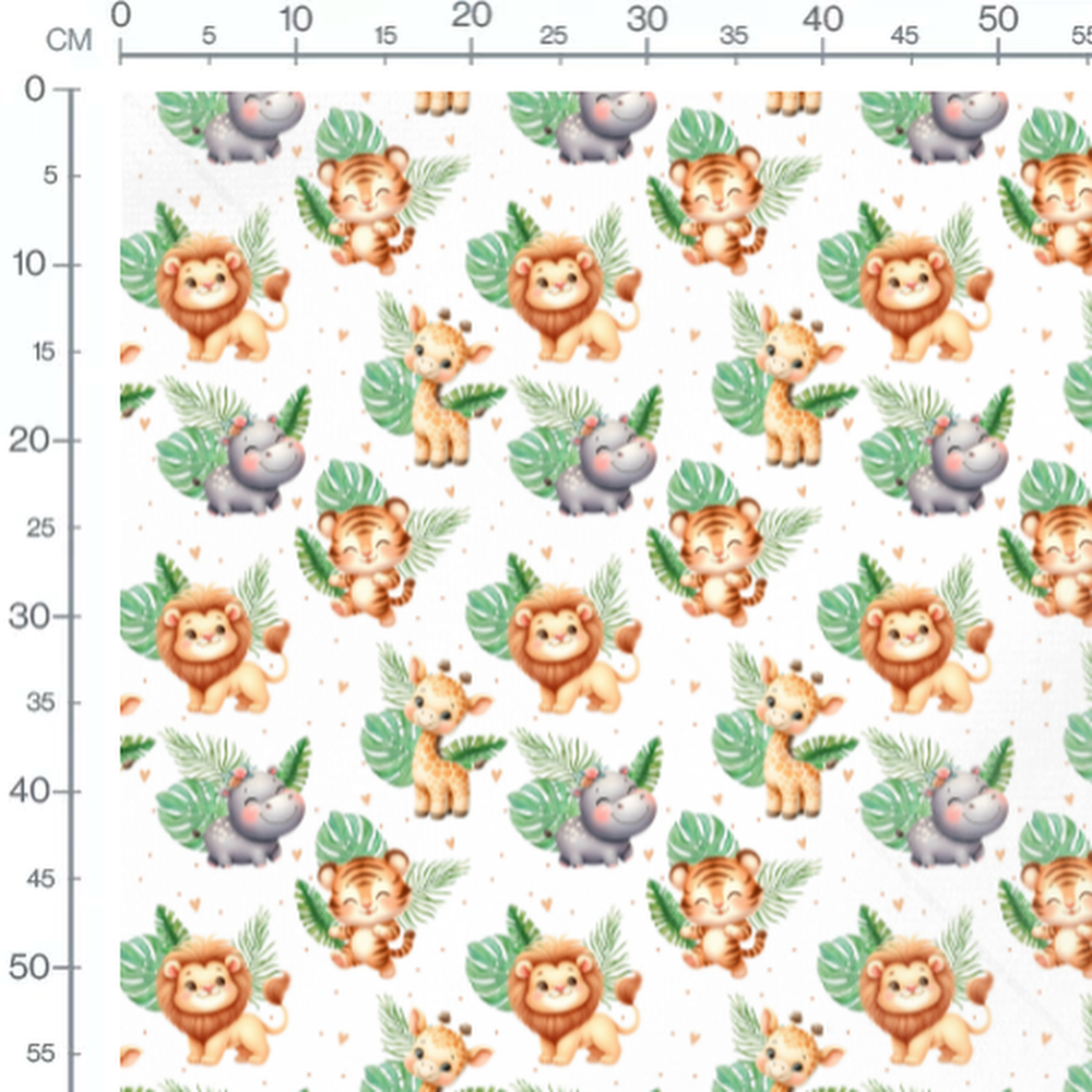 Tissu - Savane colorée et feuillages
