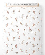 Tissu - Fleurs avec tiges marron clair
