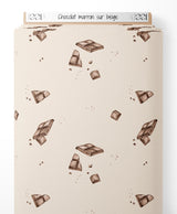 Tissu - Chocolat marron sur beige