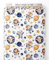 Tissu - Animaux cosmiques sur blanc