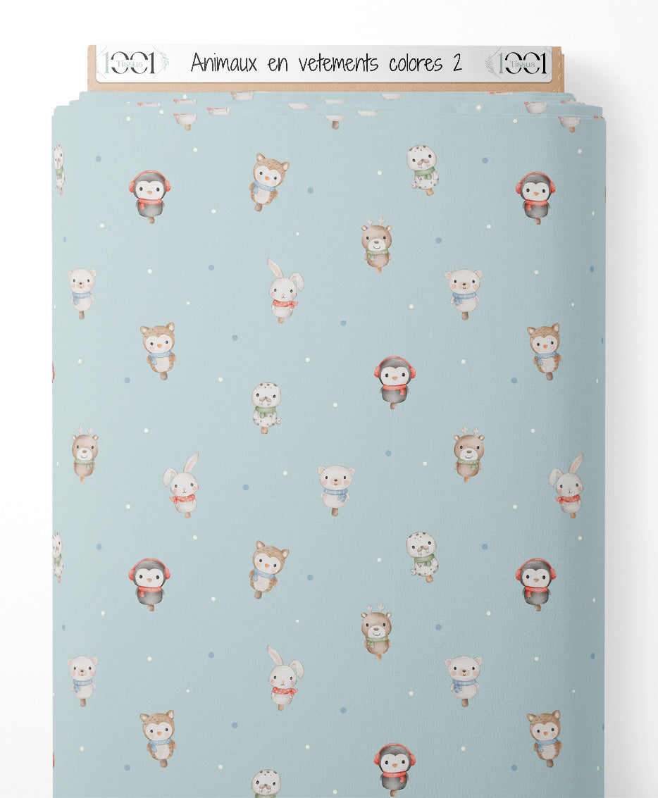 Tissu - Animaux en vêtements colorés 2