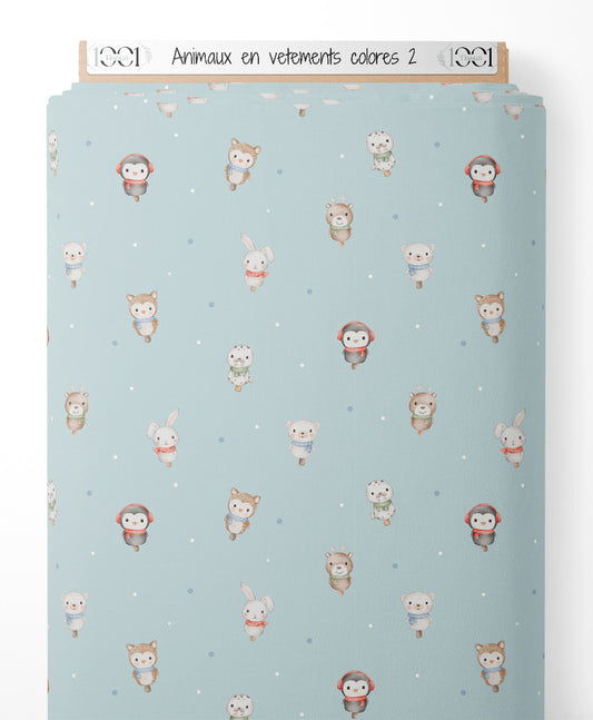 Tissu - Animaux en vêtements colorés 2