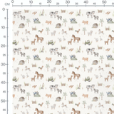 Tissu - Ferme pastel sur fond blanc