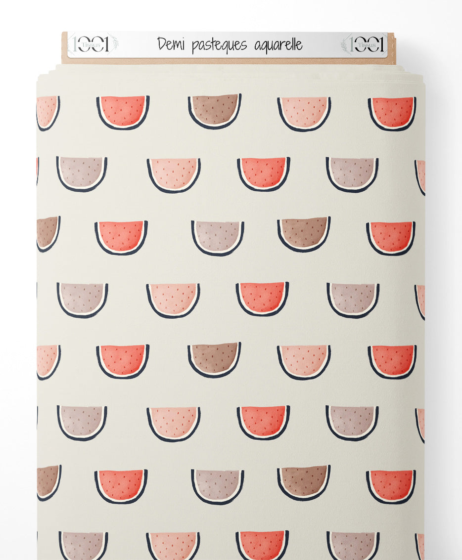 Tissu - Demi-pastèques aquarelle