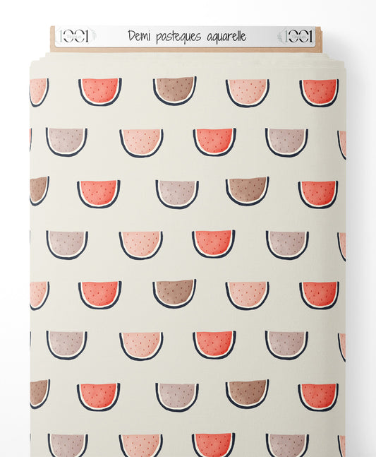 Tissu - Demi-pastèques aquarelle