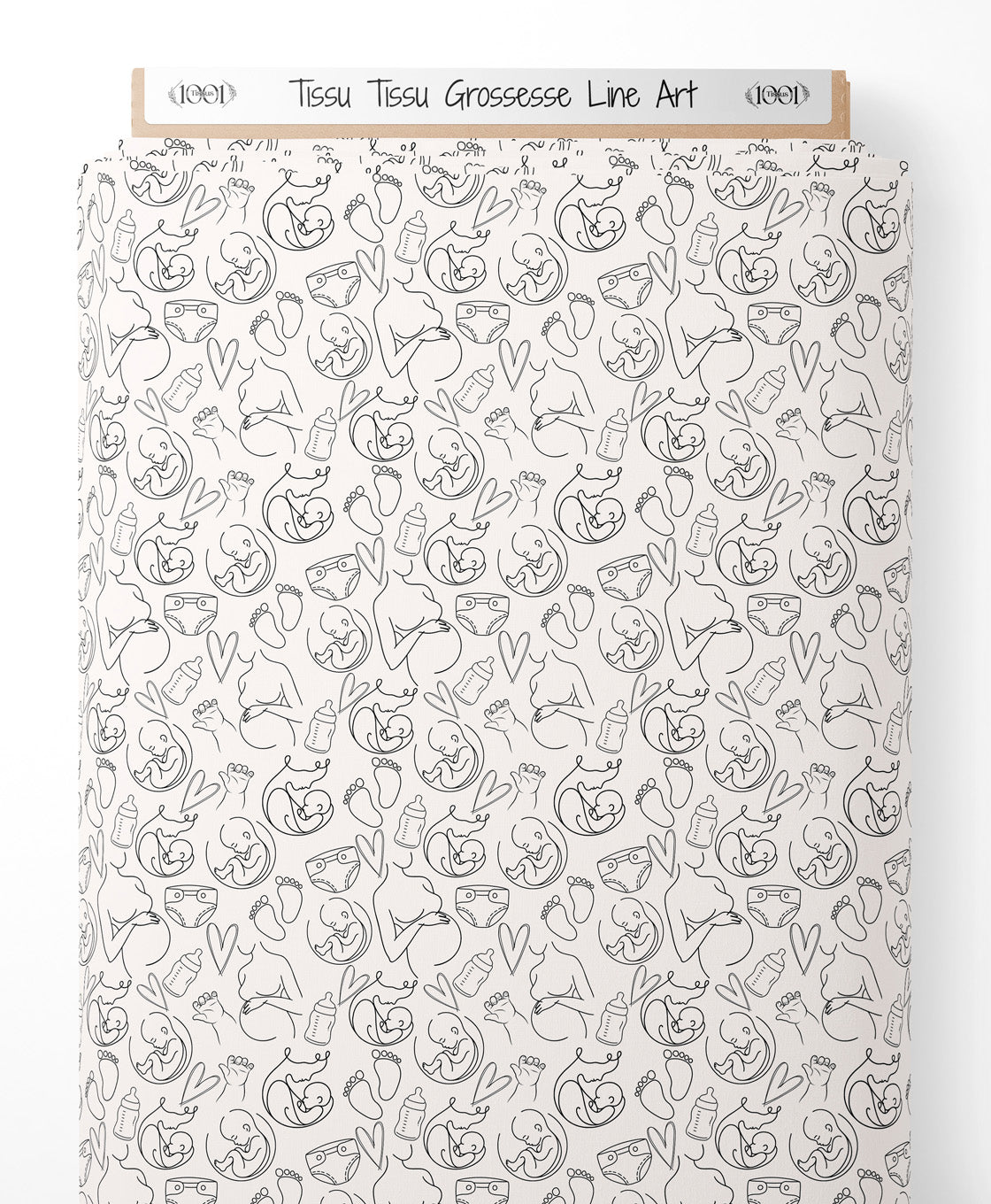 Tissu - Tissu Grossesse Line Art