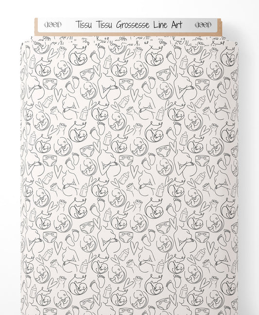 Tissu - Tissu Grossesse Line Art