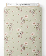Tissu - Souris grises sur fond vert