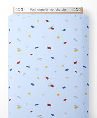 Tissu - Blocs esquissés sur bleu clair