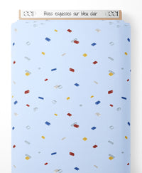 Tissu - Blocs esquissés sur bleu clair