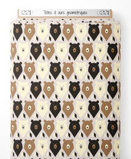 Tissu - Têtes d'ours géométriques