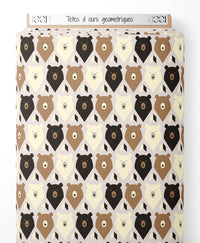 Tissu - Têtes d'ours géométriques