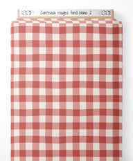 Tissu - Carreaux rouges sur fond blanc 2