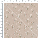 Tissu - Souris grises et fleurs blanches 2