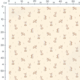 Tissu - Lapins beige sur fond crème