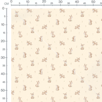 Tissu - Lapins beige sur fond crème