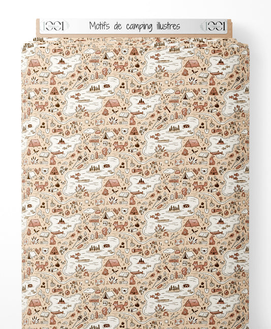 Tissu - Motifs de camping illustrés