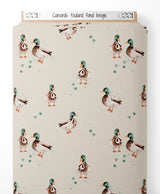 Tissu - Canards foulard sur fond beige
