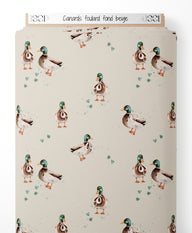 Tissu - Canards foulard sur fond beige
