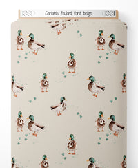 Tissu - Canards foulard sur fond beige