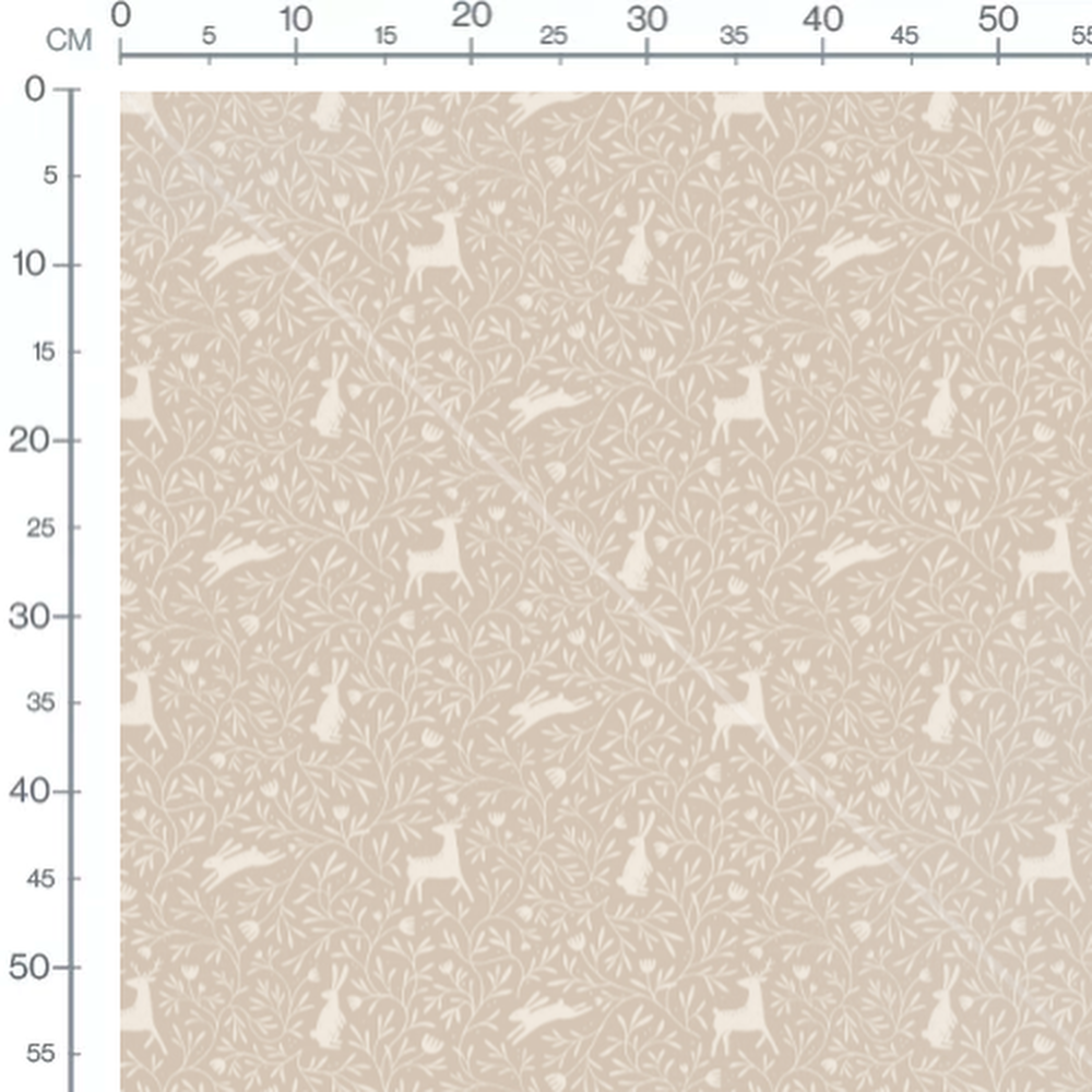 Tissu - Cerfs et lapins floraux clairs