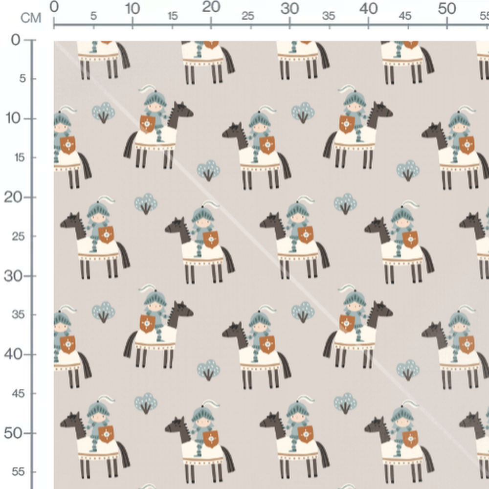 Tissu - Chevaliers et chevaux mignons