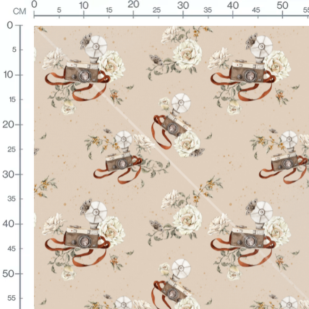 Tissu - Vintage et fleurs sur beige