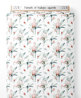 Tissu - Flamants et feuillages aquarelle