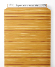 Tissu - Rayures ondulées marron beige