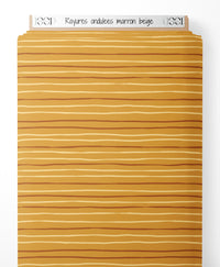 Tissu - Rayures ondulées marron beige