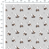Tissu - Pandas sur fond gris
