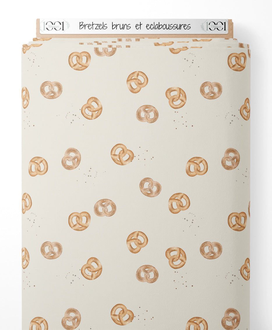 Tissu - Bretzels bruns et éclaboussures
