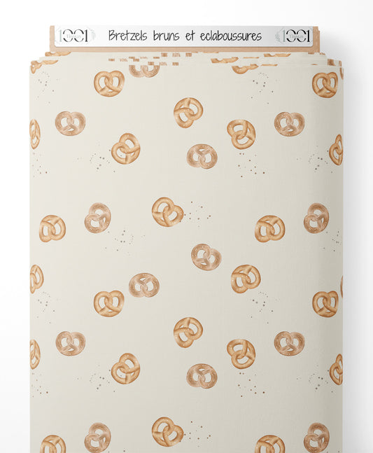 Tissu - Bretzels bruns et éclaboussures