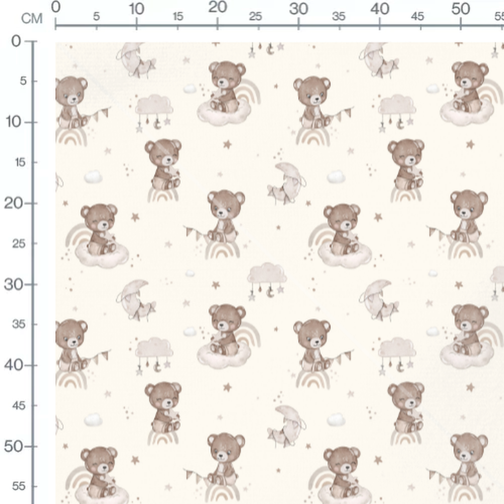 Tissu - Oursons et arcs-en-ciel doux
