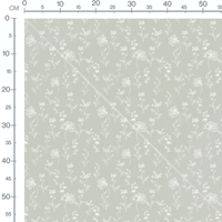 Tissu - Fleurs blanches sur gris clair