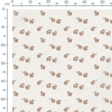 Tissu - Éléphants marron sur fond crème