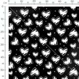 Tissu - Tissu Coeur Gribouille Noir