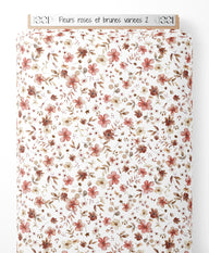 Tissu - Fleurs roses et brunes variées 2