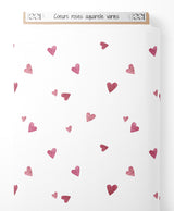Tissu - Cœurs roses aquarelle variés