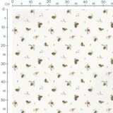 Tissu - Pommes de pin et feuillage blanc