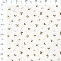 Tissu - Pommes de pin et feuillage blanc