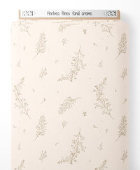 Tissu - Herbes fines sur fond crème