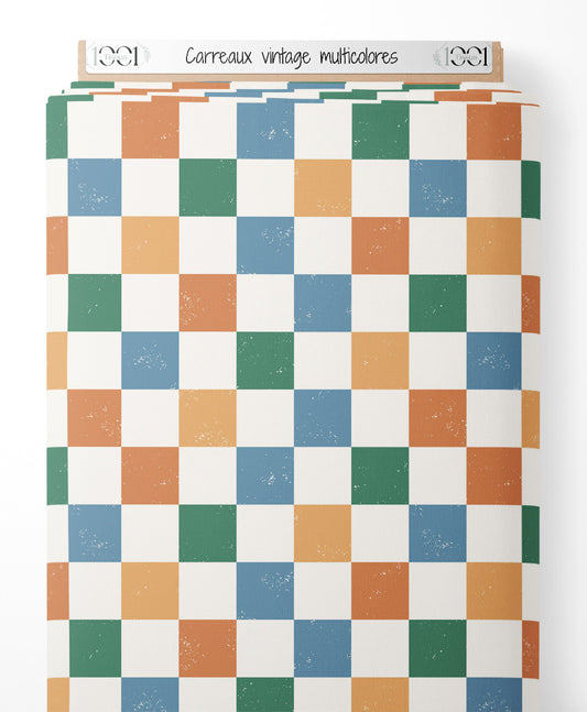 Tissu - Carreaux vintage multicolores