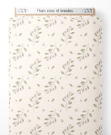 Tissu - Fleurs roses et branches